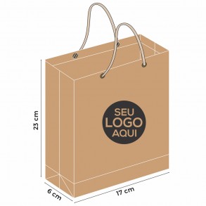 122 - Sacola de Papel Kraft Personalizada de 23x17x6cm
