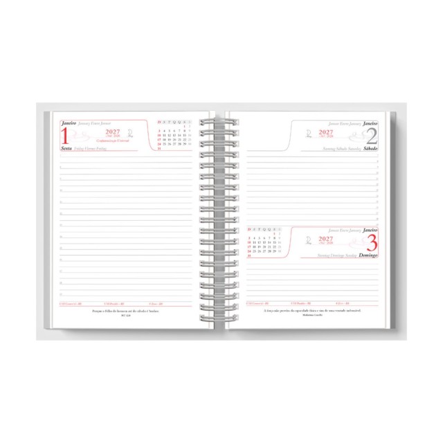 Agenda Diária 2027 Wire-o S 16x20cm Personalizada