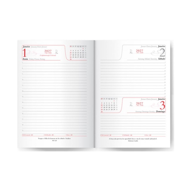 Agenda Diária 2027 Horizontal 14,5x20cm Personalizada