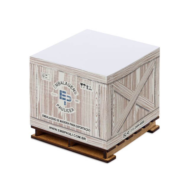 Bloco de Anotação com Pallet Logística 9x9x5cm Personalizado