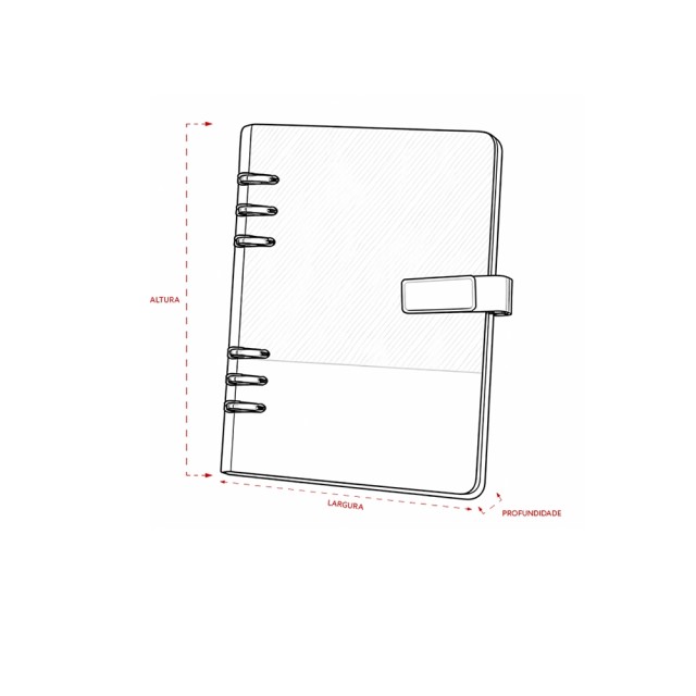 Caderno Fichário 23,2x17,9x2,8cm Couro Sintético Personalizado 19140