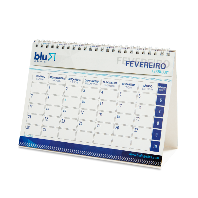 Calendário de Mesa 21x10cm (12 folhas) Personalizado