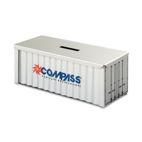 Cofrinho de Metal Modelo Container 12x5x5cm Personalizado