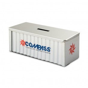 Cofrinho de Metal Modelo Container 12x5x5cm Personalizado
