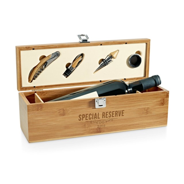 Conjunto para Vinho em Bambu Syrah Personalizado 94189
