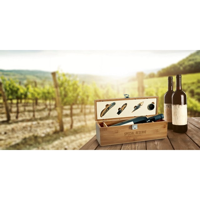 Conjunto para Vinho em Bambu Syrah Personalizado 94189
