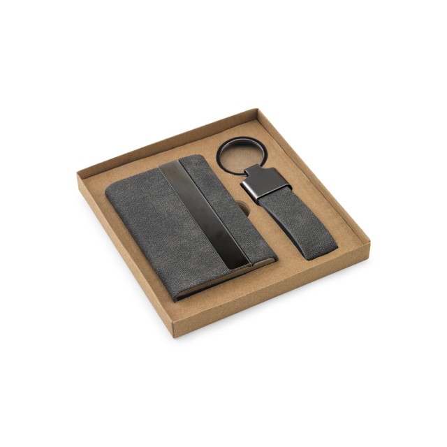 Conjunto Porta-Cartões e Chaveiro Reciclado Vaughn Personalizado 95100