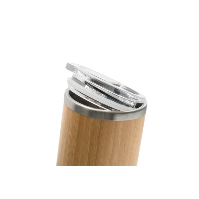 Copo de Viagem Aço inox e Bambu Lycka Personalizado 94761 