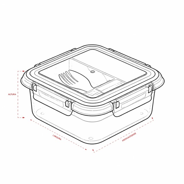 Marmita Hermética Plástico 7,9x16,7x12cm de 1L Personalizada 19165