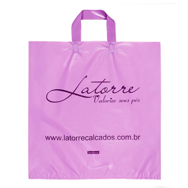 Sacola Plástica Alça Fita Personalizada 39x41cm x 0,12