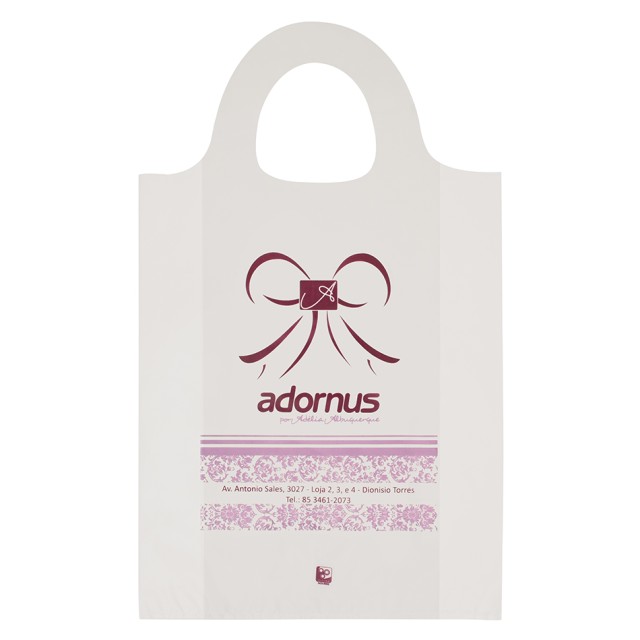 Sacola Plástica Alça Mini Tiracolo Personalizada 30x50cm x 0,10