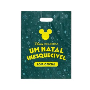Sacola Plástica Alça Vazada 45x35cm Personalizada Natal