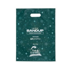 Sacola Plástica Alça Vazada 45x35cm Personalizada Natal